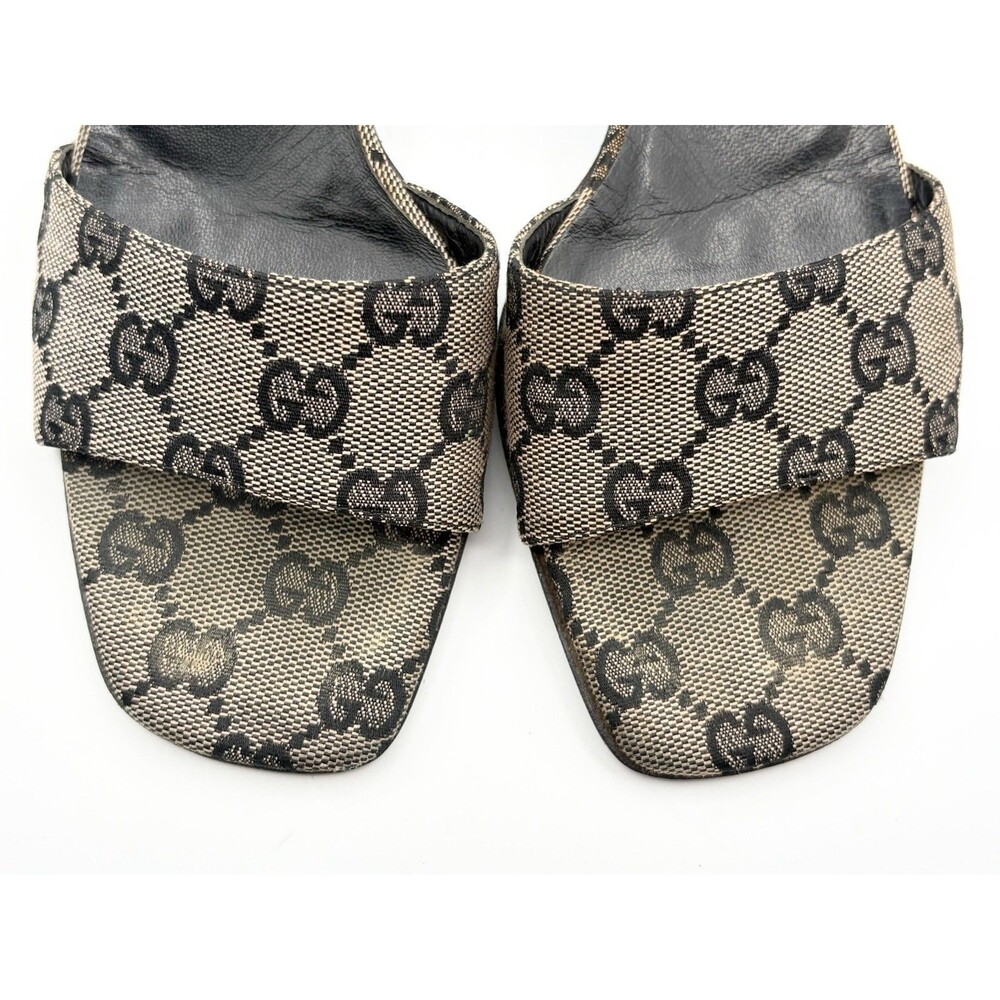 Gucci Monogram Canvas Kitten Heels Grey/Black Vintage Mules Y2K Sz US 8.5 - Picture 8 of 12